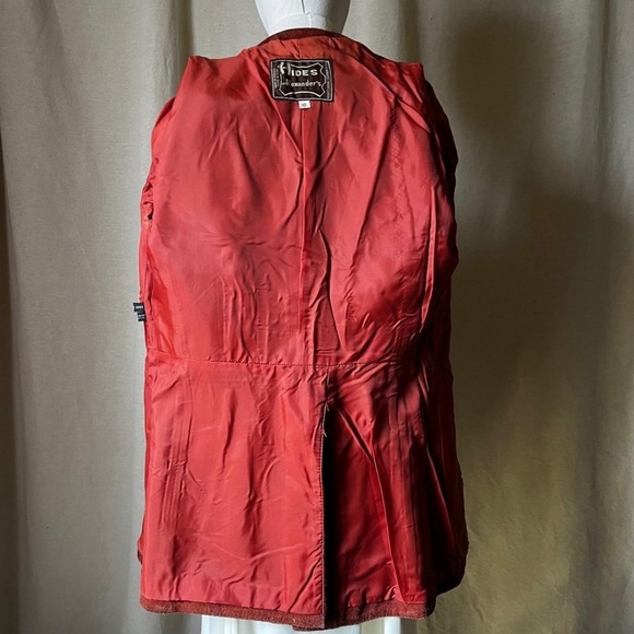 Vintage 1970s Rust Suede Double Breasted Mod Tailored Peacoat XS S - Picture 7 of 8
